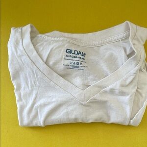 Gildan White V-Neck T-Shirt